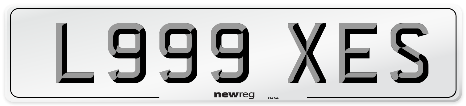 L999 XES Number Plate from New Reg